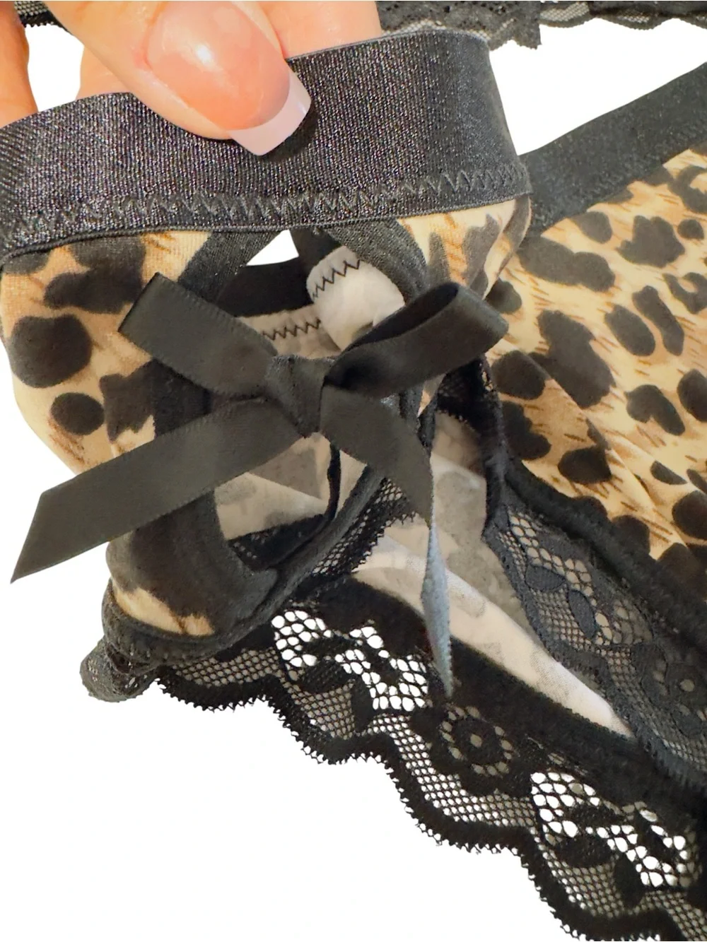 SHEIN Leopard Print Lace Underwire Bra & High Rise Panty Lingerie Set XL